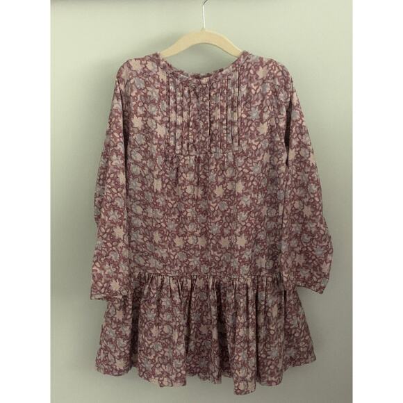 Mini a Ture Copenhagen Dress Plum Blue Cream Floral Drop Waist Twirl 110 / 5 - Picture 1 of 6